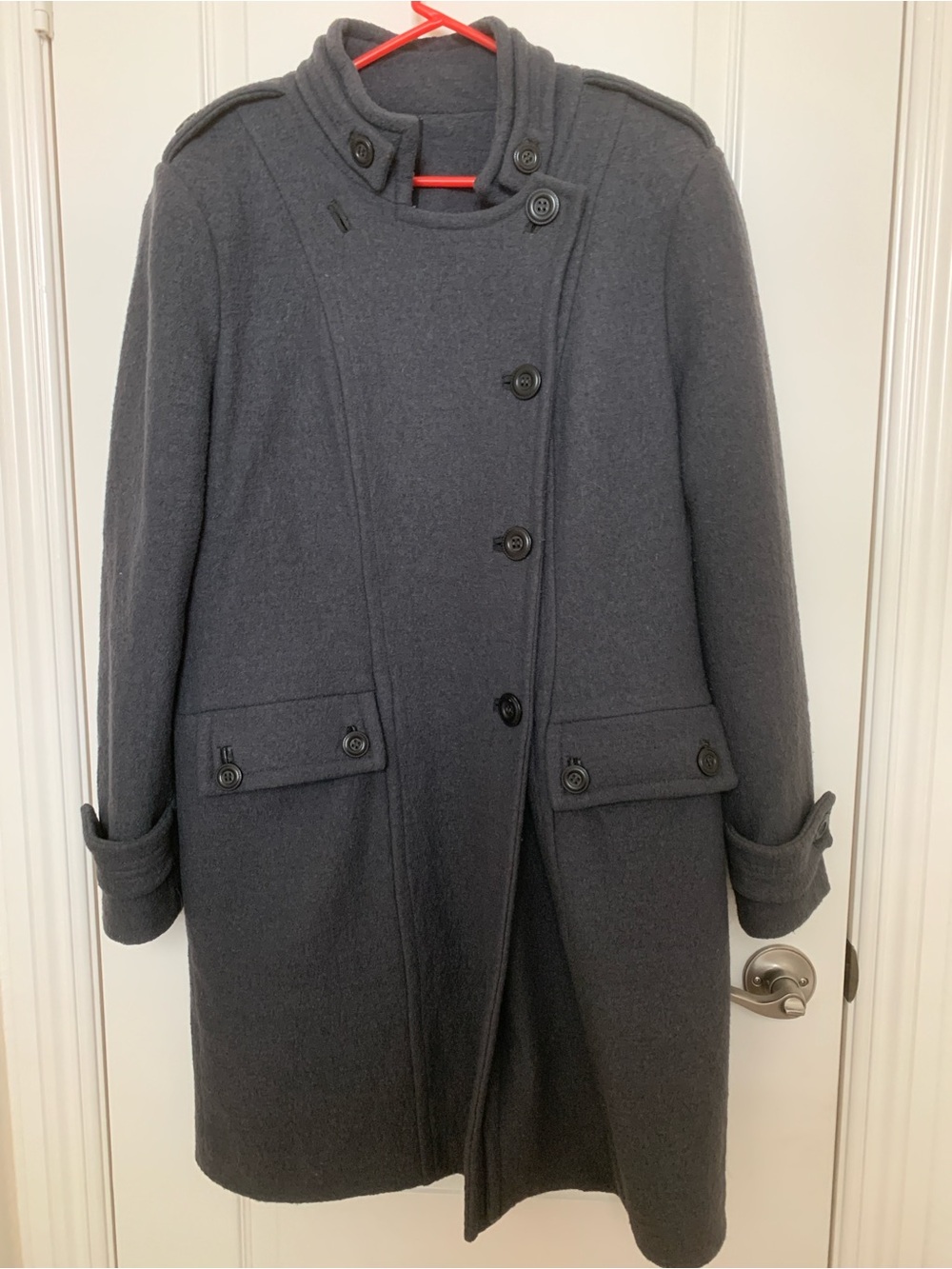 W118 by Walter Baker Wool Blend Coat Gray Asymmetrical Button Front Jacket - Picture 3 of 13